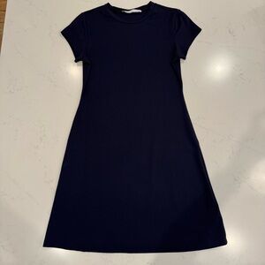 Susana Monaco Crewneck Short Sleeve Mini Dress Navy Medium